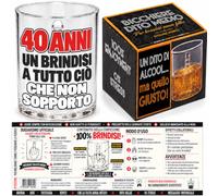 Bombo Gobelet 40 ans avec doigt moyen en verre et Bugiardino Ironico | Idée cadeau 40 ans avec doigt du milieu en verre, phrase ironique colorée et bujardin blague pour toasts