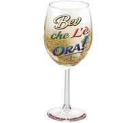 Bombo Gobelet à vin spirituel 44 ierglio Lombardo" - Verre avec inscription dialecte Lombardo "Bev qui est maintenant!" - Idée cadeau amusante - Tube cadeau avec paille