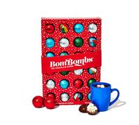 Bombombs by Thoughtfully, 24 chocolats chauds-5 saveurs dans des emballages sur le thème des fêtes: 5 brownies au caramel, 4 bonbons au caramel, 5 s'mores, 5 biscuits à la crème et 5 menthe poivrée
