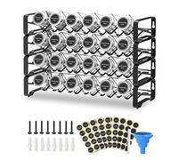 Bomclap Étagère à épices avec 24 boîtes à épices carrées vides, organiseur, étiquettes d'épices avec marqueur à craie et entonnoir complet pour plan de travail, armoire ou support mural (4 niveaux)