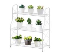 Bomclap Étagère à plantes en métal à 3 niveaux - Support pour pot de fleurs - Pour l'extérieur, l'intérieur, le balcon, le jardin - Multifonction - Grande capacité - Blanc