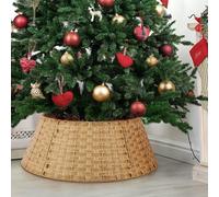 Bomclap Jupe de sapin de Noël en rotin artificiel - Pour décoration d'arbre de Noël - Panier rond - 70 x 50 x 26 cm - Couleur naturelle
