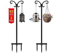 Bomclap Lot de 2 crochets de berger pour l'extérieur - 236 cm - Réglable - Pour lanterne, panier à plantes, lampe solaire, mariage, noir