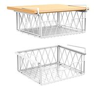 Bomclap Lot de 2 paniers de rangement suspendus en métal pour cuisine, garde-manger, bureau, bibliothèque, blanc