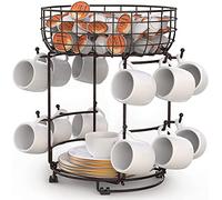 Bomclap Porte-tasses debout en métal pour tasses à café et gobelets, accessoires et organisation de cuisine, 12 crochets, bronze
