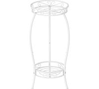Bomclap Support de plantes en métal, 69 cm, support pour pot de fleurs, support à 2 niveaux, pour l'intérieur et l'extérieur, blanc