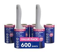 BomDa Rouleau Adhesif Vetement - 600 Feuilles de Recharge Rouleau et 2 Poignées - Rouleau Poils Animaux- Brosse Adhesive Vetement- Brosse Collante Rouleau (2 Rouleaux + 600 Feuilles)