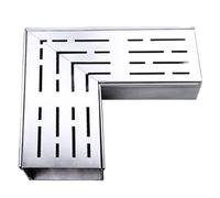 BomDog Kit de Drainaen Acier Inoxydable, Canalisatrectangulaire, Couvercle Et Grilles Pour Tranchée Extérieure Pour Terrasse, Salle Den, Allée Et Trottoir/Sier/25X15X4Cm