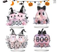 Bomefoi Centres de Table Halloween - 4 Pièces Décoration en Acrylique 2D sur Le Thème Fantôme Et pour Voiture,Ornement De Bureau - pour Réception de Mariage Maison Salon Bureau Chambre Fête Halloween