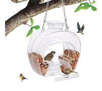 Bomefoi Mangeoire à Oiseaux Transparente | Plateau Transparent À Double Niveau avec Perchoir Et Bol d'eau | Distributeur De Transparent pour Extérieur,pour Pinsons Calopsitte Merles Bleus Perruche
