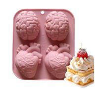 Bomefoi Moule en Silicone en Forme de Cœur Humain - 4 Cavités Moules Réalistes pour Bougies en Forme de Cerveau et Cœur - Outil de Création Antiadhésif pour Ciment Argile Savon Cire Dessert