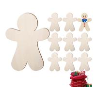 Bomefoi Ornements Bonhomme en Pain d'Épice | 10 Pièces Découpes en Bois de Noël pour Artisanat,Décorations Suspendables Neutres pour Mur Fenêtre Maison Mariage Fête Voyage Famille