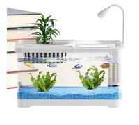 Bomefoi Petit Aquarium à Poissons,Aquarium Transparent avec Filtre pour Poissons | Bol Alimentateur Décoration d'Intérieur pour Chambre à Coucher Bureau Salon Appartement