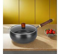 Bomefoi Poêle à Frire en Fonte | Poêle À Frire Antiadhésive Avec Couvercle,Grande Capacité sans Revêtement pour Cuisson de Poulet Poisson Steak Oeuf Crevette Friture Sautée