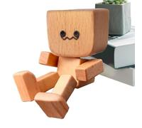 Bomefoi Shaking Wooden Man - Figurine homme en bois qui secoue les pieds | Statue de décoration intérieure pour console automobile, pickups, véhicule, table, bibliothèque, bureau, maison, trajets