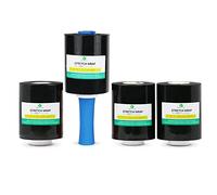 Bomei Lot de 4 rouleaux de film étirable pour mini palette avec poignée roulante Noir 20 microns x 130 mm x 305 m