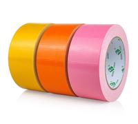 BOMEI PACK Duct Ruban adhésif en tissu renforcé 3R 2in*25m pour les réparations, la fixation, les travaux lourds, le ruban adhésif en toile déchirable à la main sans résidu (Jaune&Orange&Rose)