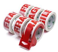BOMEI PACK FRAGILE 48 mm x 66 m ruban adhésif d'emballage pour colis et boîtes, Rouleau adhesif distributeur 6 rouleaux