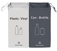 BOMEI PACK Lot de 2 bacs de déchets Poubelle Trieur à déchets Poubelle de recyclage Poubelle, pour Extérieur/Intérieu pour Papier, Verre, Plastique
