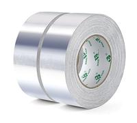 BOMEI PACK Lot de 2 rouleaux de ruban en aluminium résistant aux hautes températures de 50 mm x 50 m de ruban en aluminium résistant à l'humidité, aux UV et imperméable pour la réparation de tuyaux,