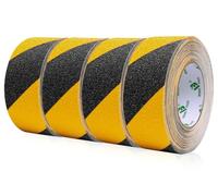 BOMEI PACK Lot de 4 rouleaux de ruban adhésif antidérapant de 5 cm x 10 m, noir, jaune, ruban adhésif de sécurité puissant pour l'intérieur et l'extérieur