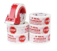 BOMEI PACK Ruban d’emballage sécurité 100m x 50mm-6 rouleaux avec dévidoir | Impression “IF SEAL IS BROKEN CHECK CONTENTS BEFORE ACCEPTING” | Adhésif fort pour colis, entrepôt, e-commerce