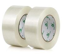 BOMEI PACK Transparent Straight line Filament Ruban Adhésif, Ruban d'emballage renforcé de fibres filament Renfort et cerclage ruban adhésif robuste adhésif (50mm*50m 2R)