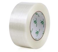 BOMEI PACK Transparent Straight line Filament Ruban Adhésif, Ruban d'emballage renforcé de fibres filament Renfort et cerclage ruban adhésif robuste adhésif (50mm*50m 1R)