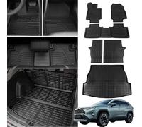 Bomely Floor Mats Compatible with 2019-2025 Toyota Rav4 Cargo Mat Trunk Mat Back Seat Cover Protector All Weather TPE Trunk Liner 2024 Rav4 Accessories (Backrest Mats+Cargo Liner+Floor Mats)