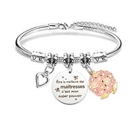 BOMEON Cadeau Maitresse, Bracelet Maitresse D'école, Cadeau Maitre D'école, Cadeau Professeur, Cadeau Maitresse Personnalisé, Cadeau Fin D'année Maitresse, Maitresse Cadeau Original