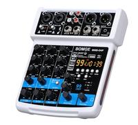 BOMGE -04F Table de mixage audio DJ 4 canaux avec MP3/USB Bluetooth,/48V/99 effets DSP pour la diffusion en direct