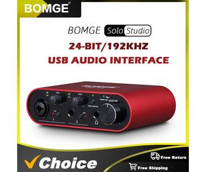 BOMGE BMG-11S USB Focusrite Scarlett Solo Audio Interface Mixer 24 bits/192 kHz Carte son professionnelle et amplificateur casque d'écoute pour ordinateur d'enregistrement en direct Blue