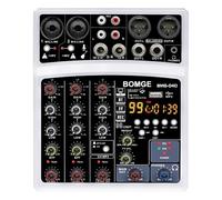 BOMGE Console de mixage audio 4 canaux 99 DSP Echo DJ Interface de mixage karaoké avec MP3 USB Bluetooth, enregistrement stéréo (04D-Blanc)