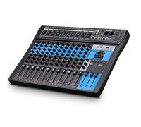 BOMGE Console de mixage professionnelle 12 canaux avec interface audio USB, enregistrement USB-B, fonction BT, effets DSP 99, alimentation fantôme 48 V, alimentation fantôme 48 V