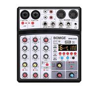 BOMGE Console de mixage professionnelle 4 canaux pour DJ, avec entrée MP3, USB, Bluetooth, enregistrement stéréo, alimentation fantôme 48 V et processeur 99 DSP (04D-Balck)