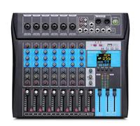 BOMGE Console de mixage professionnelle à 8 canaux avec interface audio USB, enregistrement USB-B, fonction BT, effets DSP 99, alimentation fantôme 48 V, alimentation fantôme, studio FX en acier