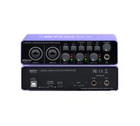 BOMGE Interface audio USB avec alimentation fantôme XLR/48 V, 32 bits/192 kHz haute fidélité, pour interface de mixage audio studio pour guitariste, chanteur, podcasteur, producteur, Plug and
