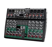 BOMGE Table de mixage audio professionnelle, console de son, système de bureau, interface 8K, USB, Bluetooth, entrée ordinateur MP3, 48 V, alimentation fantôme, stéréo, studio DJ, FX 256 bits DSP pour