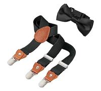 BomGuard 3 Clips bébé enfant bretelles + noeud papillon set, 1-3 ans,noir