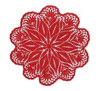 BOMHCS Napperon en crochet en forme de fleur de lotus fait à la main pour coiffeuse ou chambre à coucher (1, rouge vin, 35,6 à 40,6 cm)