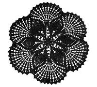 BOMHCS Napperon rond fait à la main en dentelle au crochet de 39,4 cm à 44,5 cm, 6 pétales de fleurs, dessous de verre, napperons vintage (1, noir)
