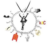 BOMJJOR MJ Jackson Collier Bracelet pour les fans de MJ Michael Hommes Enfants Bijoux Memorial Collection Collier, Acier inoxydable, strass, Strass