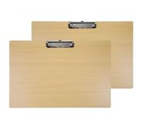 BOMKEE Porte bloc Lot de 2, Planche a Dessin avec Pince Métallique Noire et Oeillet de Suspension Presse papiers Horizontaux Clipboard en Bois de Taille Légale