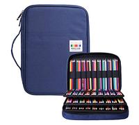 BOMKEE Trousse à Crayons 220 Compartiments pour Crayons et stylos Gel - Étanche - avec Fermeture éclair - Portable - pour Peintre, écrivain