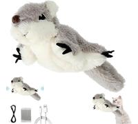 BomKra Jouet interactif pour chat - Oiseau volant - Avec herbe à chat - Électrique - Avec appel à oiseaux - Rechargeable - 3 modes de vibration (écureuil d'avion)