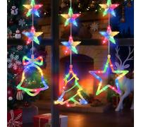 BomKra Lot de 3 décorations de Noël pour fenêtre - Éclairage de Noël LED intérieur avec ventouse et crochet - Fonctionne avec piles - Décoration de Noël à suspendre pour fenêtre intérieure et