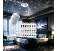 BomKra Veilleuse Projecteur De Galaxie 2 En 1, Plug And Play, Projecteur Ciel Etoile Et De Lune Usb à 360° Pour, Avec 3/12/24 Films De Projection, Lampe Projecteur Led Portable (24 Blanches)