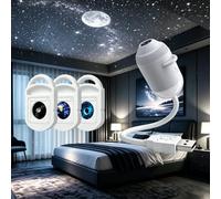 BomKra Veilleuse Projecteur De Galaxie 2 En 1, Plug And Play, Projecteur Ciel Etoile Et De Lune Usb à 360° Pour, Avec 3/12/24 Films De Projection, Lampe Projecteur Led Portable(3 Blanches)