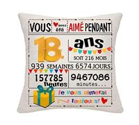 Bommex 18e Cadeaux d’Anniversaire décorations d’Anniversaire Cadeaux Housse de Coussin pour 18e Anniversaire Housse de Coussin de 18 Ans Cadeau pour 18 Ans (18)