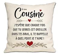 Bommex Cadeau de cousine pour Femme J'espère Que Chaque Fois Que tu serres cet Oreiller, il Te rappelle à Quel Point Je t'aime Housse de Coussin Cousin Cadeau d'anniversaire Cadeau de Noël(cousine)